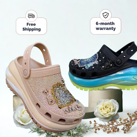 [CUSTOM DESIGN] Mega Heart Clogs with Sparkling Beads, Light as a Drift
