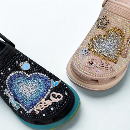 [CUSTOM DESIGN] Mega Heart Clogs with Sparkling Beads, Light as a Drift