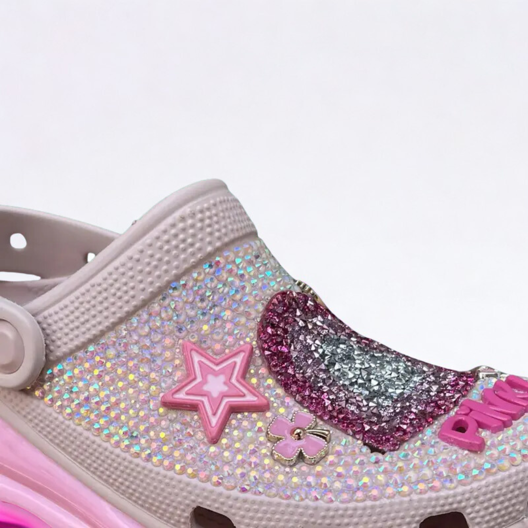 [CUSTOM DESIGN] Mega Heart Clogs with Sparkling Beads, Light as a Drift