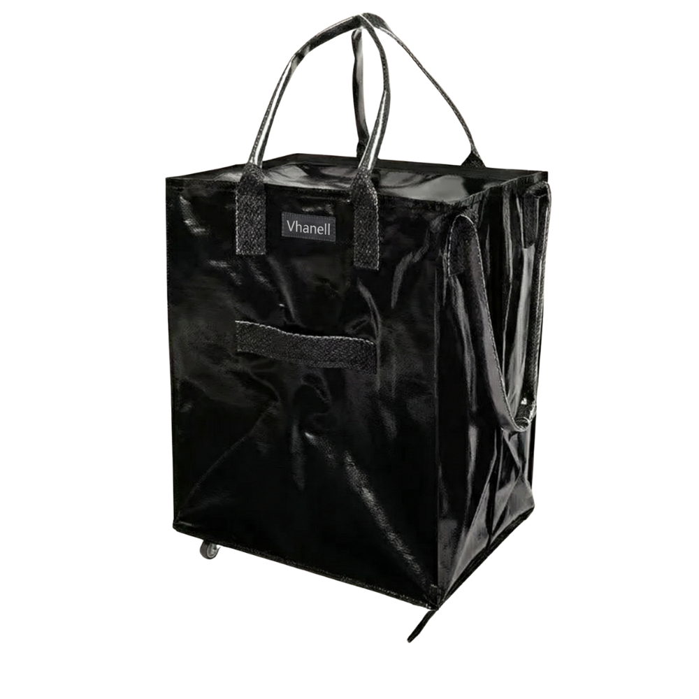 Rolling Tote Bag with Zip Top & Button Closure.