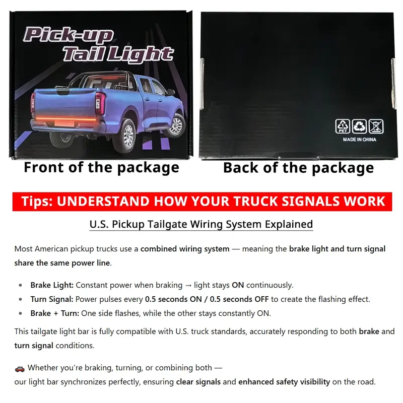 Fishbone Shaped LED Tailgate Light Bar