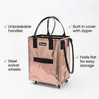 Rolling Tote Bag with Zip Top & Button Closure