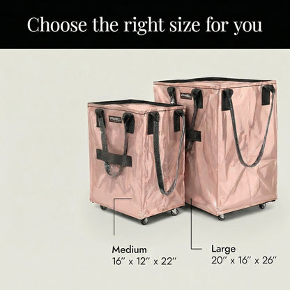Rolling Tote Bag with Zip Top & Button Closure