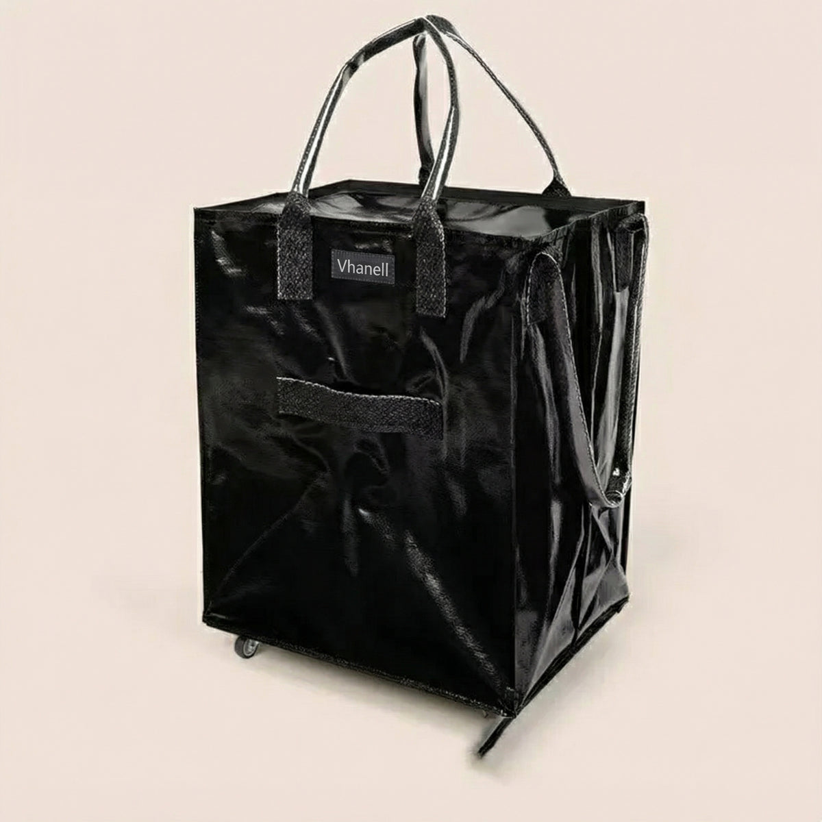 Rolling Tote Bag with Zip Top & Button Closure