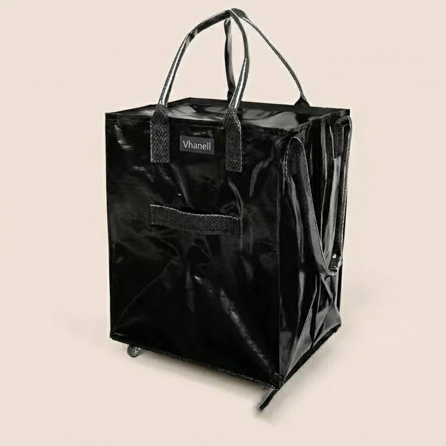 Rolling Tote Bag with Zip Top & Button Closure