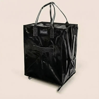 Rolling Tote Bag with Zip Top & Button Closure
