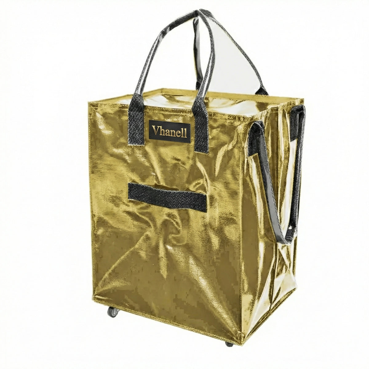 Rolling Tote Bag with Zip Top & Button Closure
