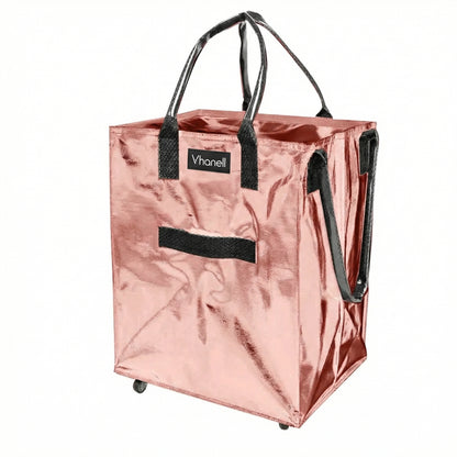 Rolling Tote Bag with Zip Top & Button Closure