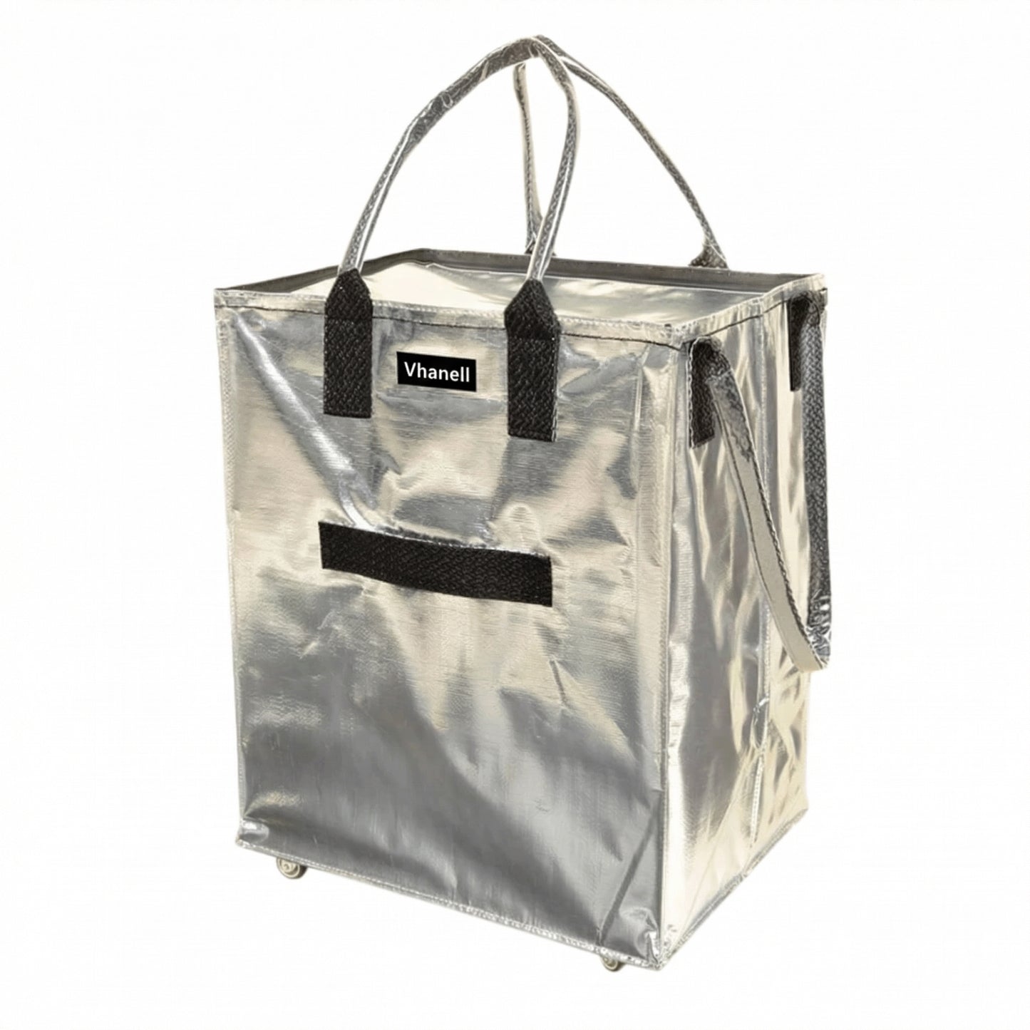 Rolling Tote Bag with Zip Top & Button Closure.