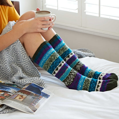 Hand Knitted Fair Isle Wool Socks: Colourful Nordic Fairtrade Socks
